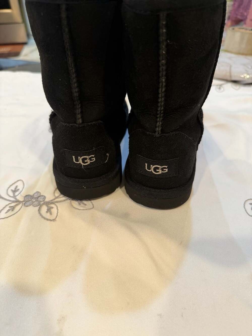 UGG Classic II Short Boots Black Suede Shearling Lined